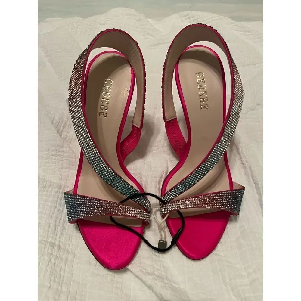 Gedebe Fuschia and Blue Rhinestone Stilettos Heels NEW NWT
